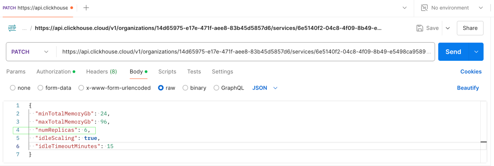 스케일링 PATCH 요청