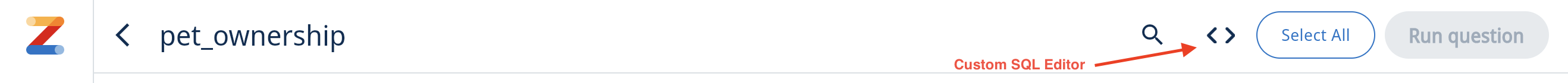 SQL 쿼리 작성 인터페이스를 보여주는 Zing Data의 SQL 편집기 모드